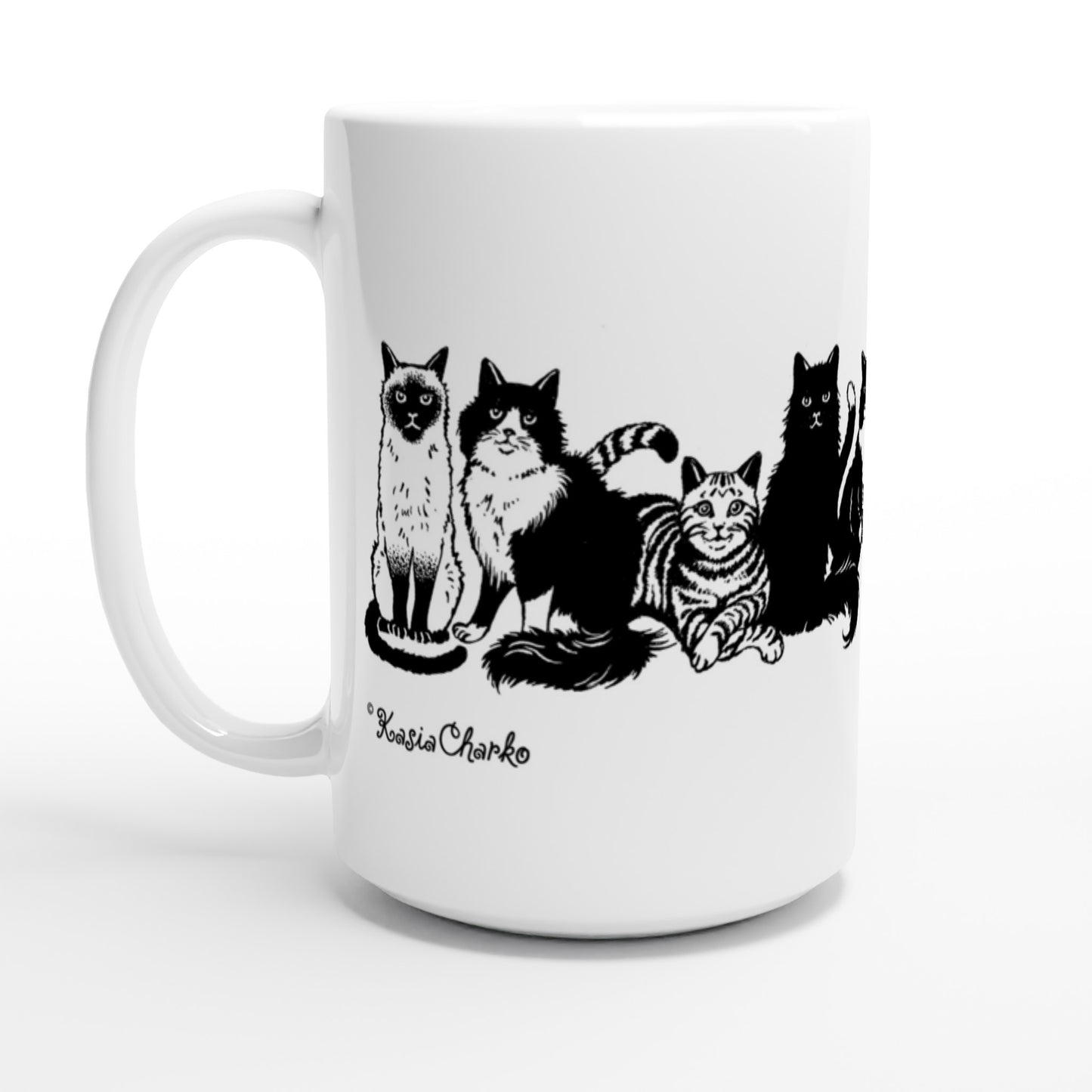 A LINE UP OF MOGGIES: White 15oz Ceramic Mug