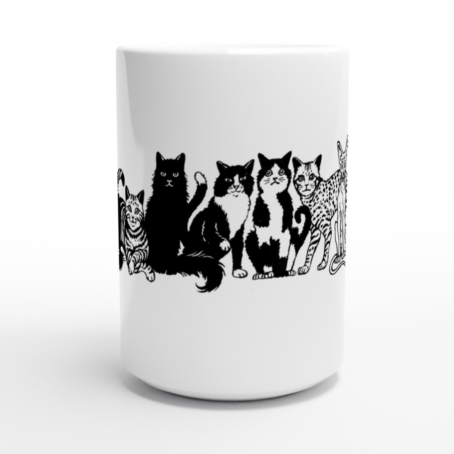 A LINE UP OF MOGGIES: White 15oz Ceramic Mug